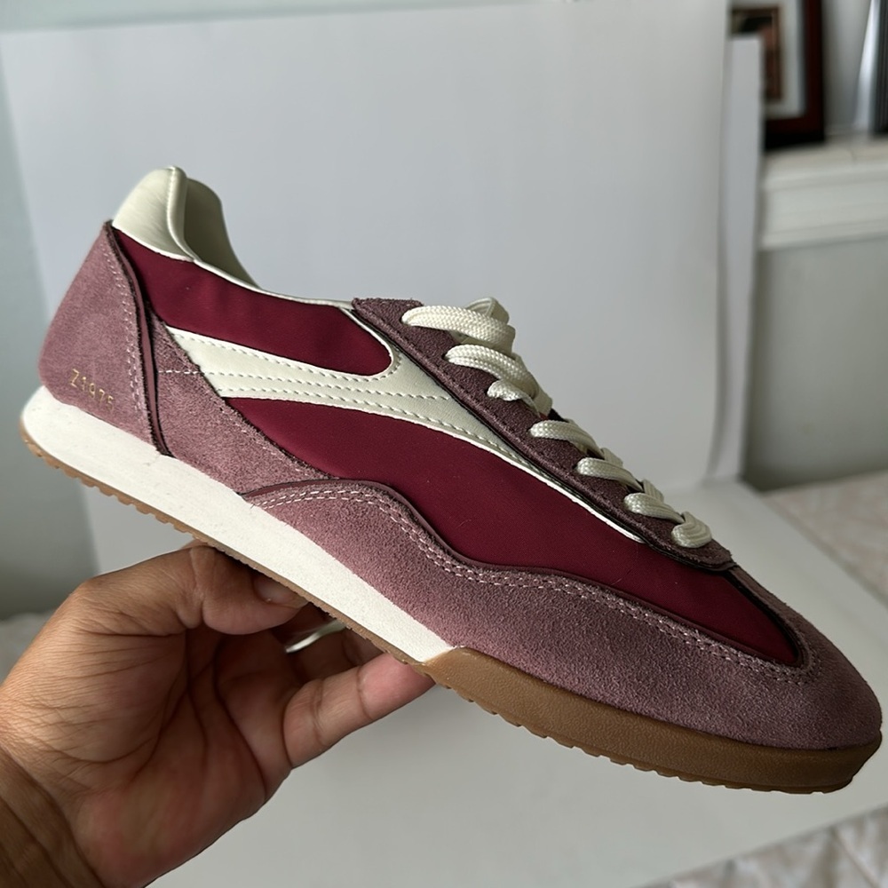 Zara Men's Maroon and Cream Sneakers - Picture 15 of 17